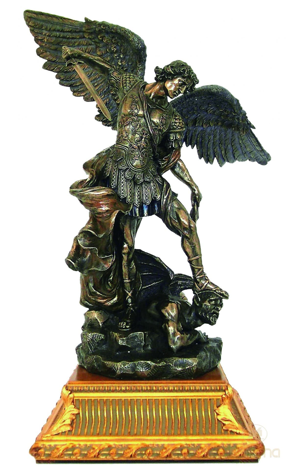 Italfama ST. MICHAEL ARCHANGEL with gold finish wooden base (large size)