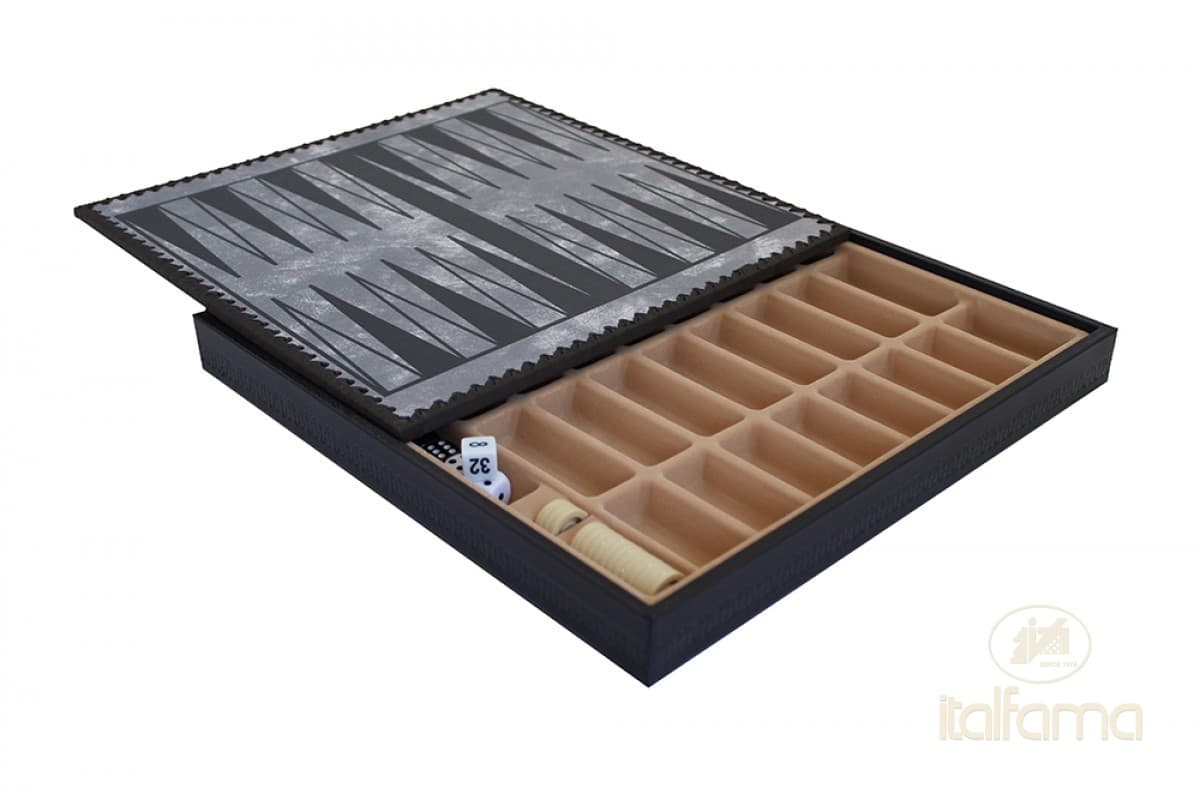 Italfama LEATHERETTE CHESSBOARD GOLD/BLUE WITH CHESS COMPARTMENTS, BACKGAMMON AND CHECKERS SET