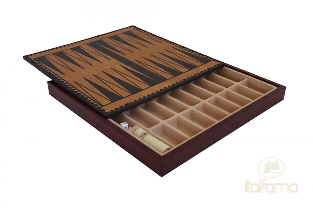 Italfama LEATHERETTE CHESSBOARD GOLD/BURGUNDY WITH CHESS COMPARTMENTS, BACKGAMMON AND CHECKERS SET