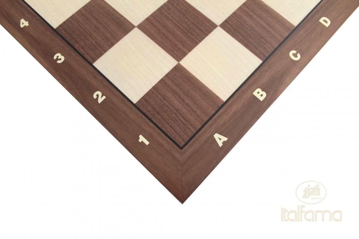Italfama WALNUT AND MAPLE WOODEN CHESSBOARD WITH LETTERS AND NUMBERS