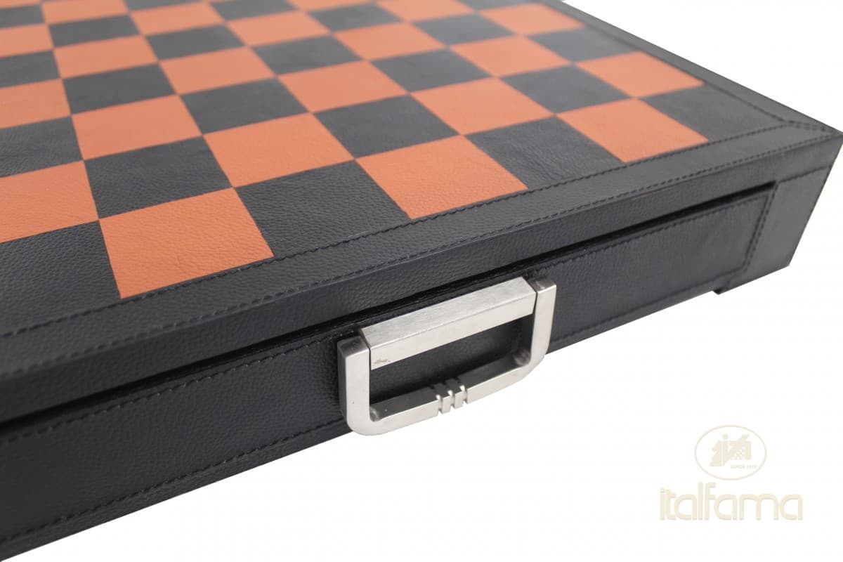 Italfama GENUINE LEATHER CHESSBOARD WITH DRAWER BLACK/BROWN