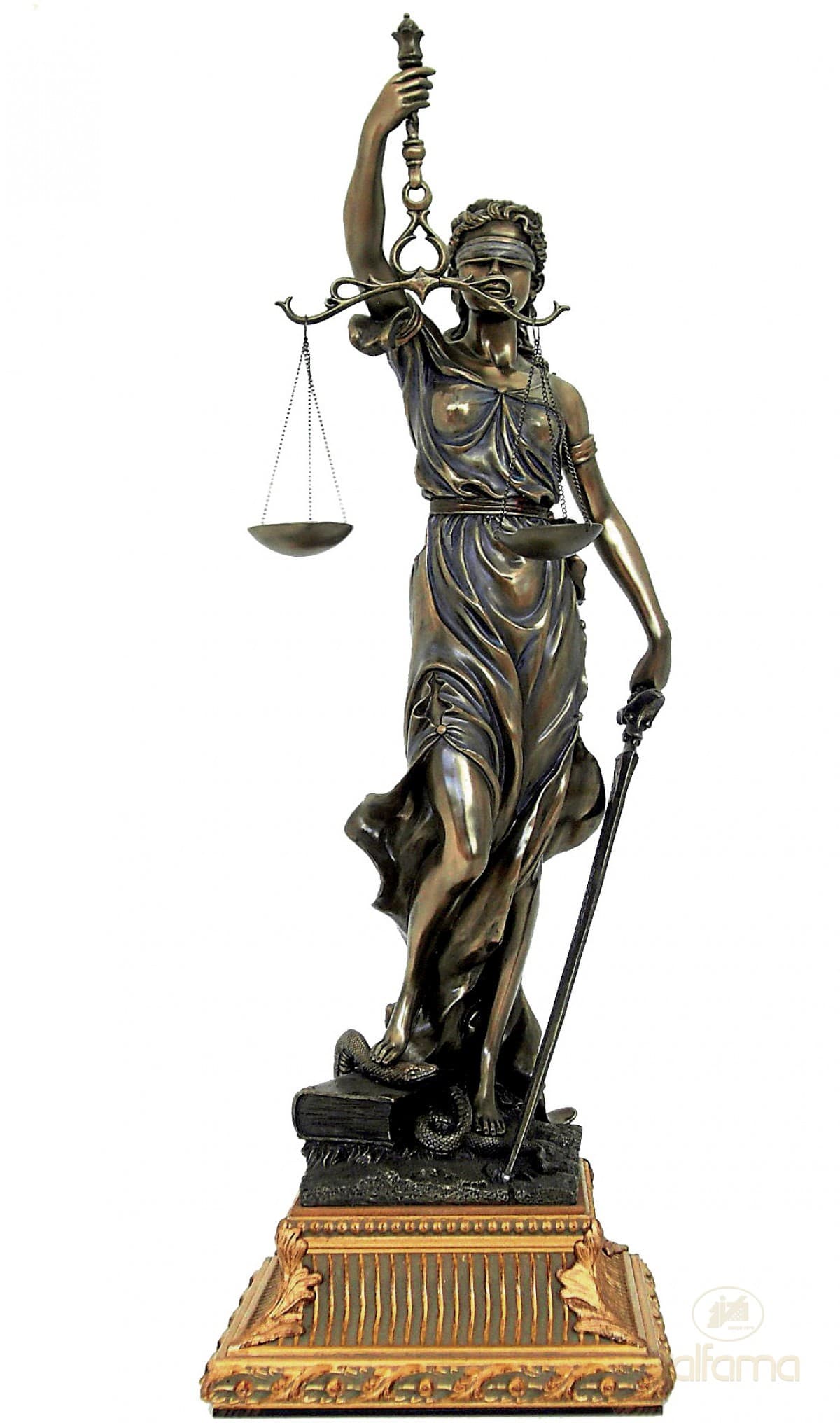 Italfama GODDESS OF JUSTICE with gold finish wooden base (large size)