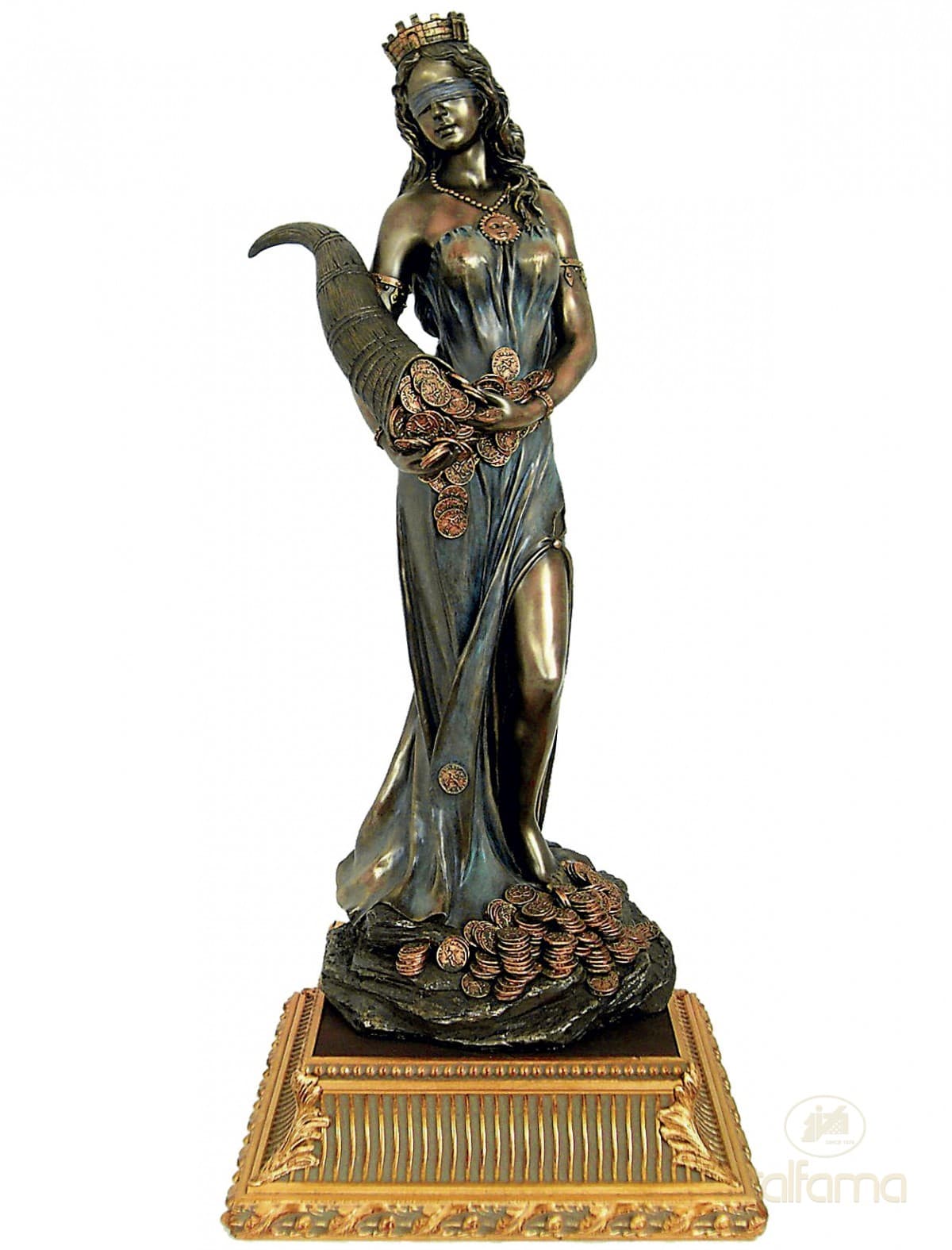 Italfama GODDESS OF FORTUNE with gold finish wooden base (large size)