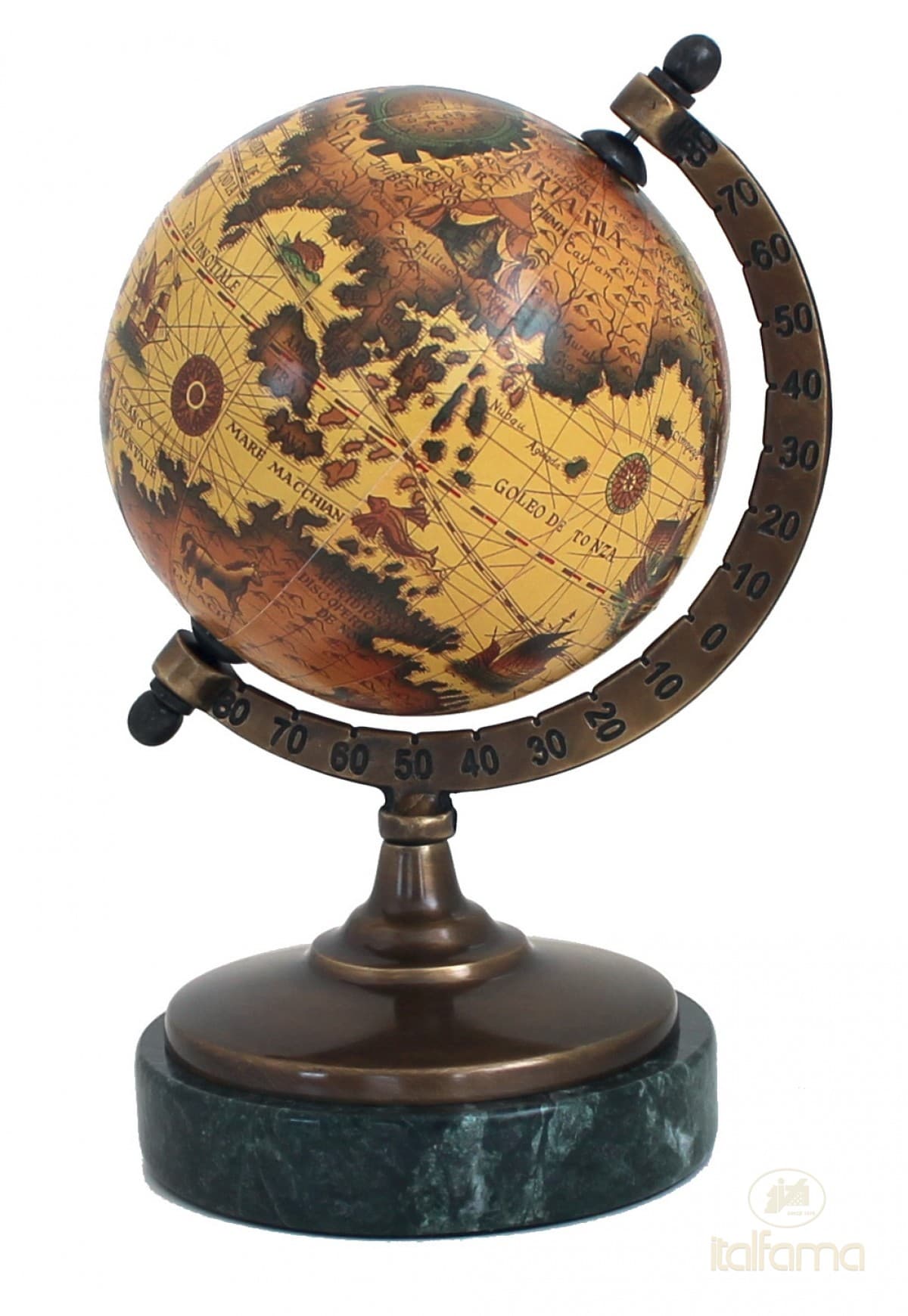 Italfama GLOBE ancient map marble base