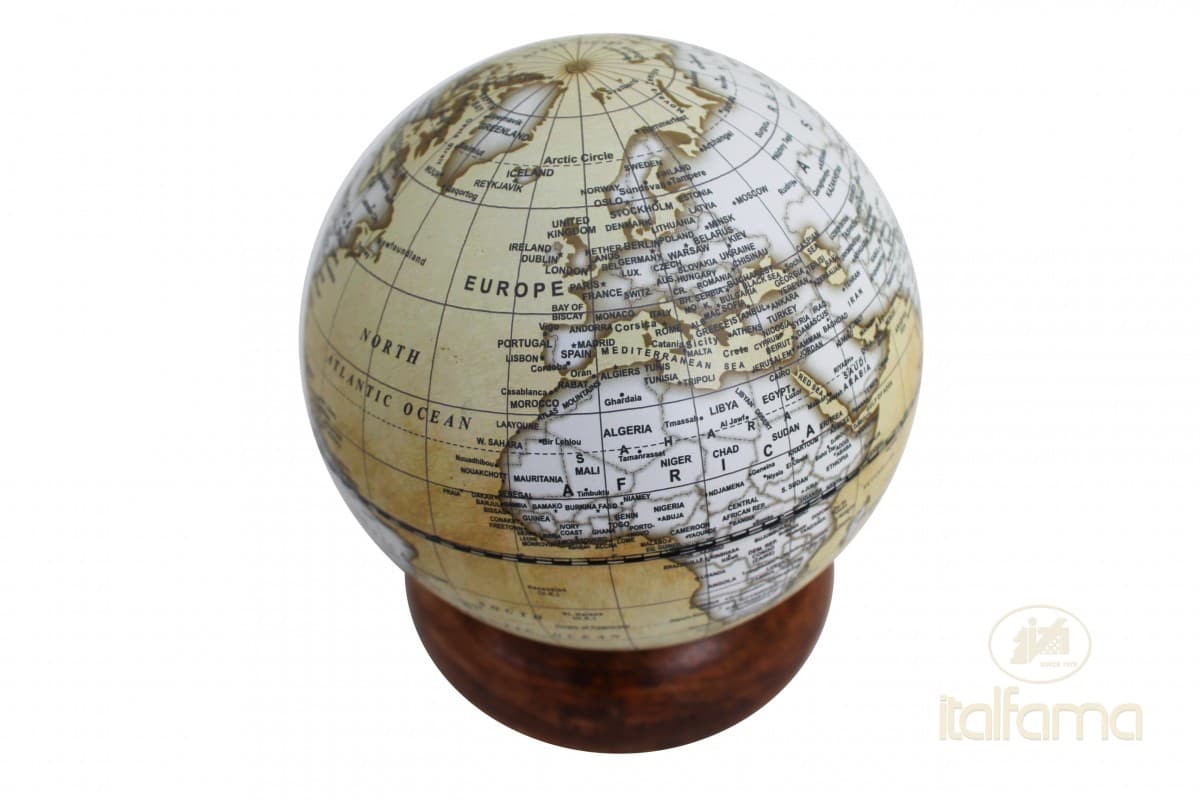 Italfama GLOBE brown map removable wooden base