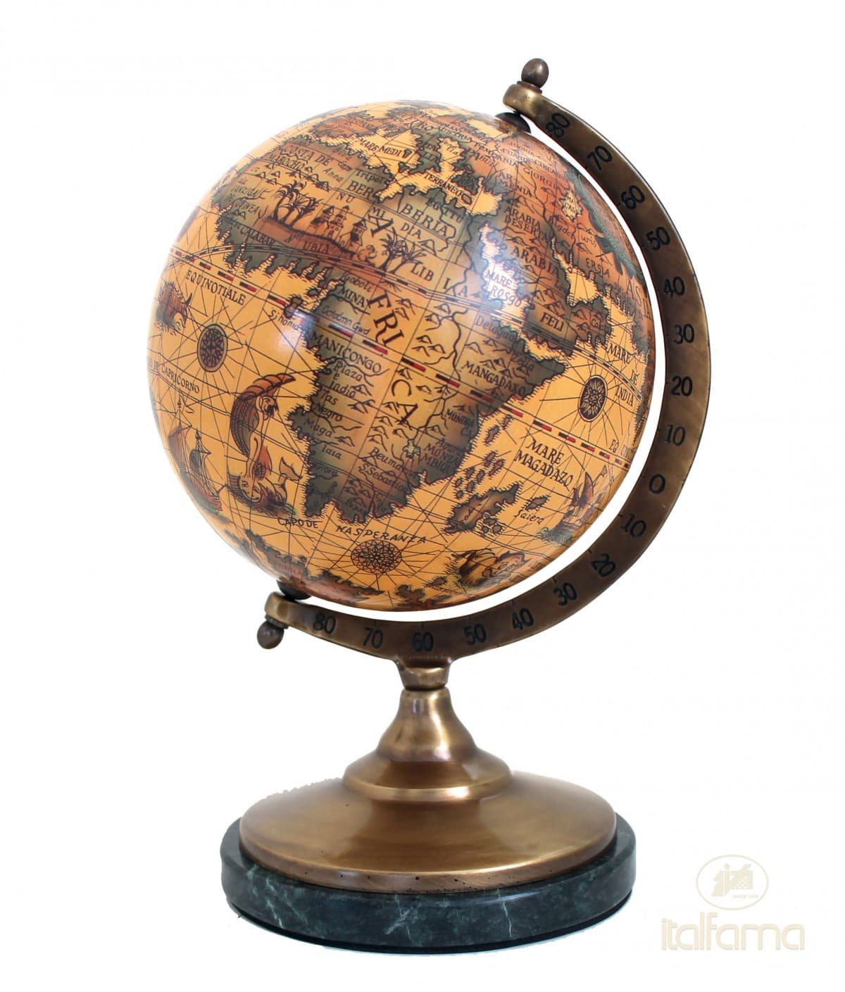 Italfama GLOBE ancient map marble base