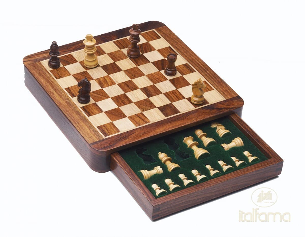 Italfama (3° size) MAGNETIC WOODEN CHESS SET WITH DRAWER