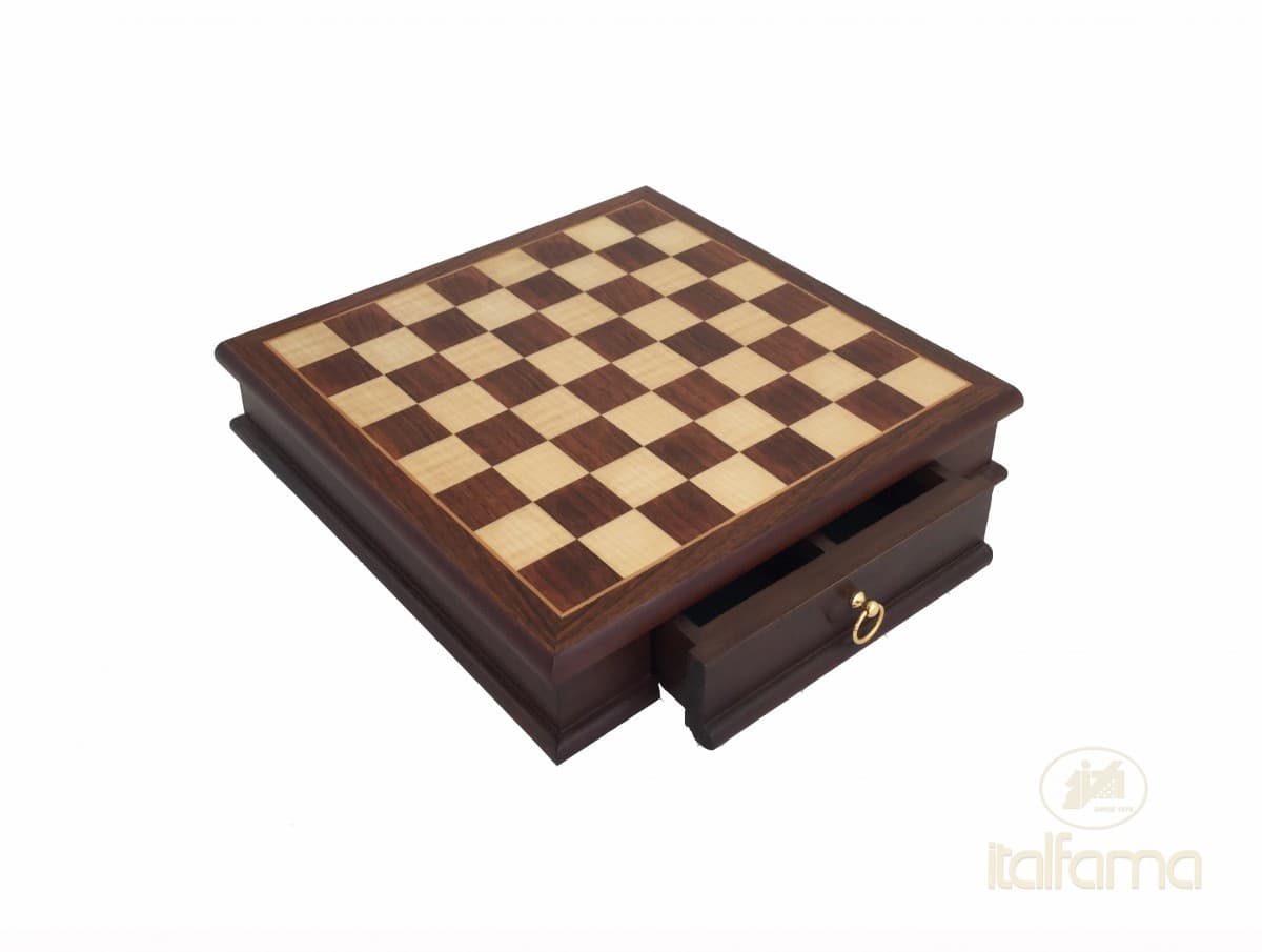 Italfama ROSEWOOD WOODEN CHESSBOARD WITH DRAWER