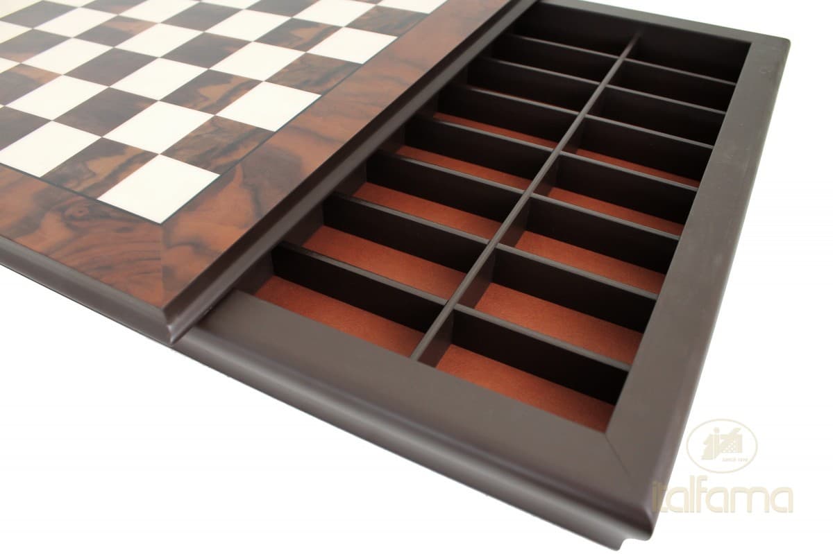 Italfama WALNUT BRIAR WOOD CHESSBOARD BOX