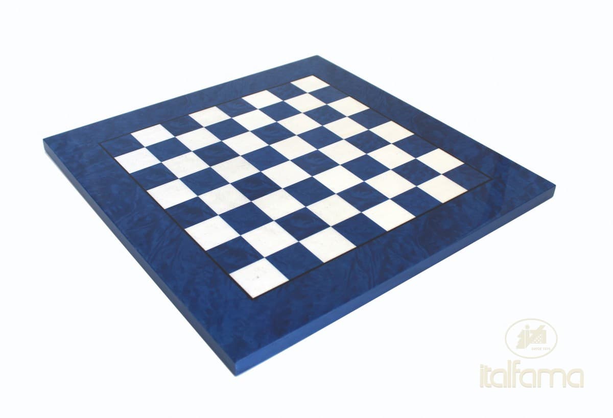 Italfama BLUE MADRONA BRIAR WOOD CHESSBOARD GLOSSY FINISH