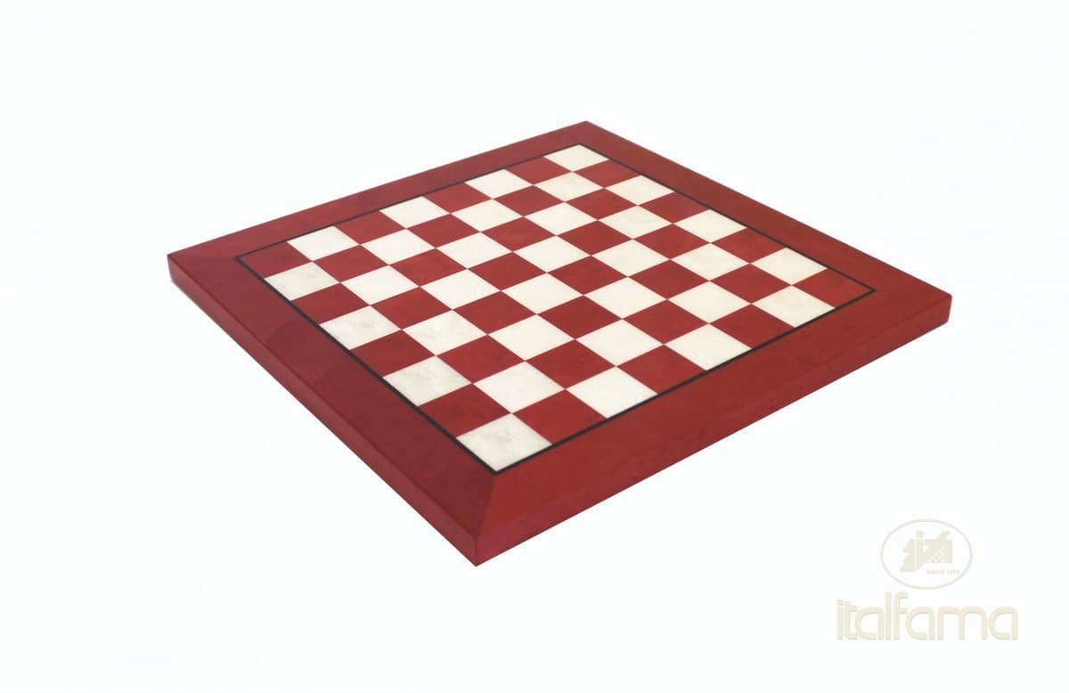Italfama RED/WHITE ERABLE BRIAR WOOD CHESSBOARD GLOSSY FINISH