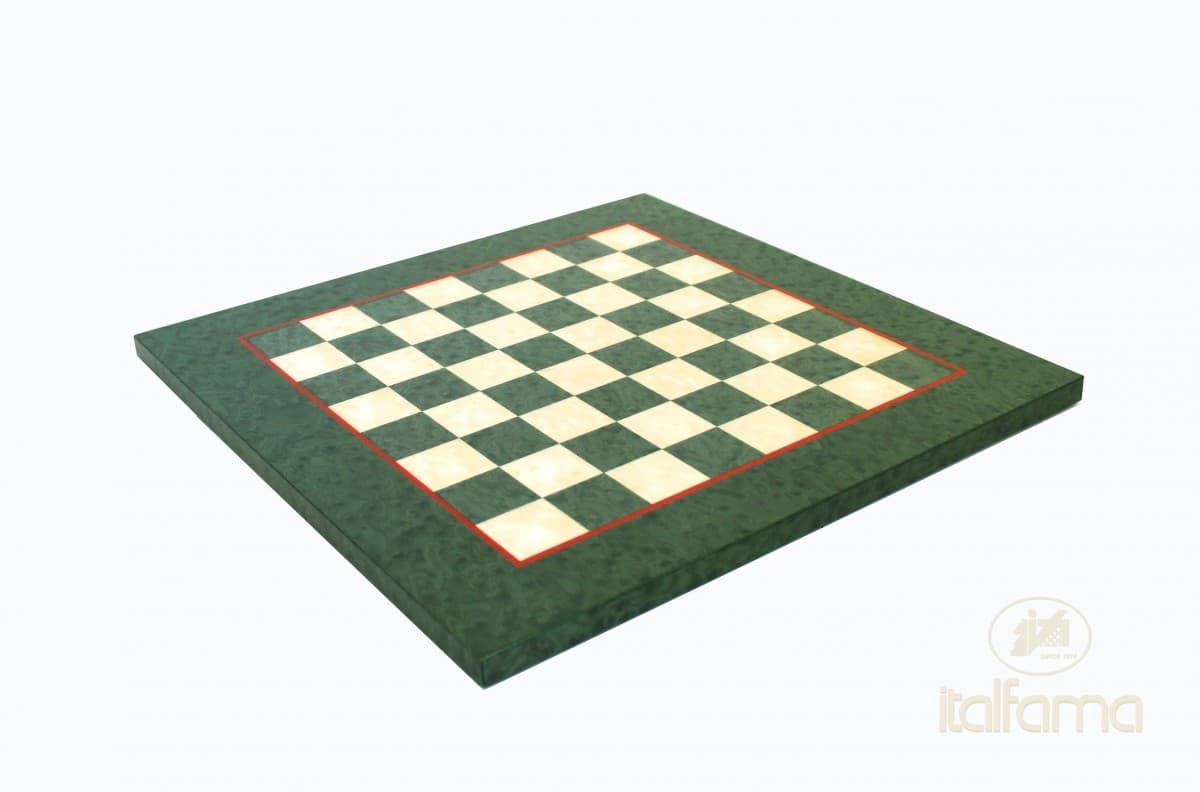Italfama GREEN/WHITE ERABLE BRIAR WOOD CHESSBOARD GLOSSY FINISH