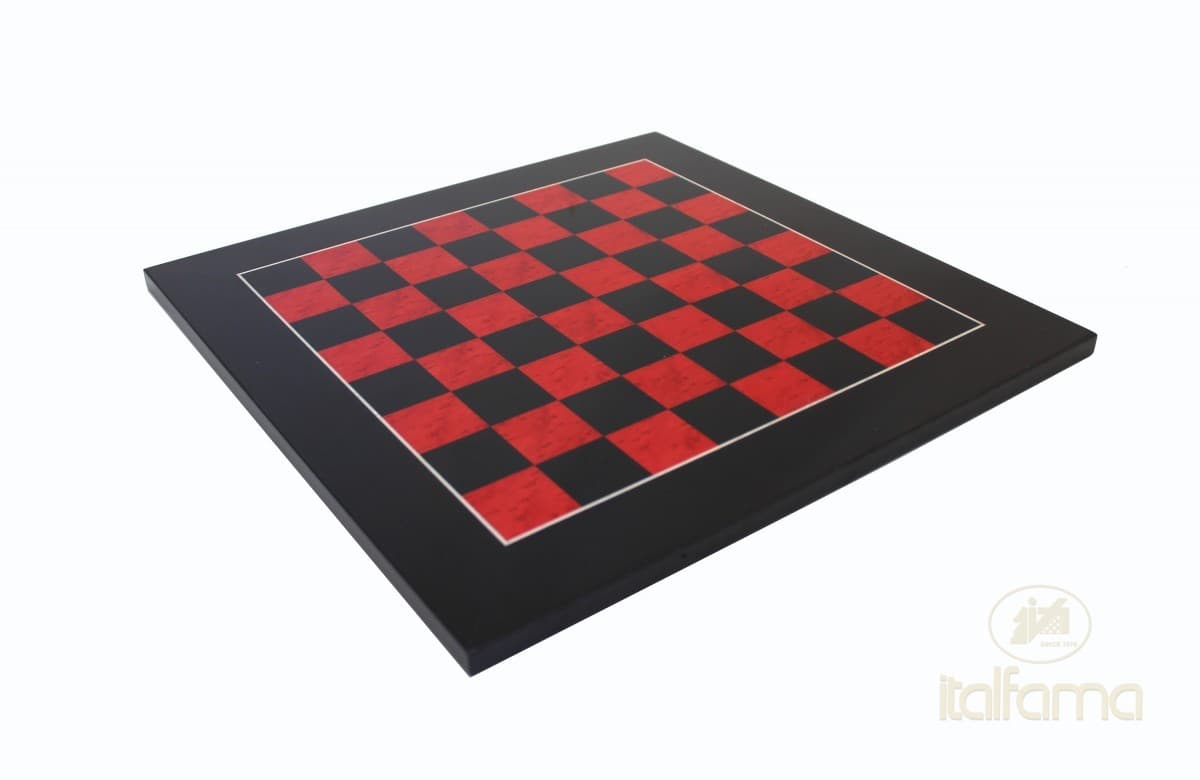 Italfama ERABLE BRIAR WOOD CHESS BOARD (RED/BLACK),GLOSSY FINISH