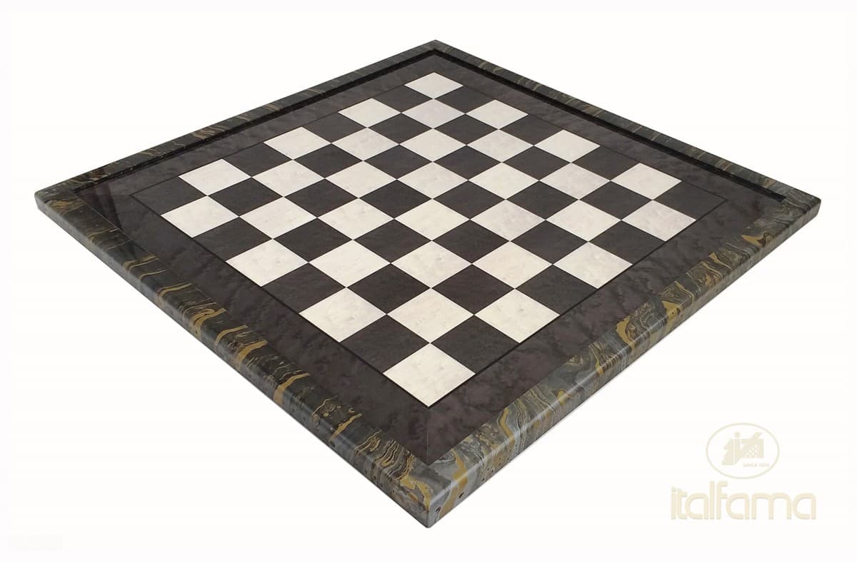 Italfama GREY ERABLE BRIAR WOOD CHESSBOARD WITH FRAME GLOSSY FINISH