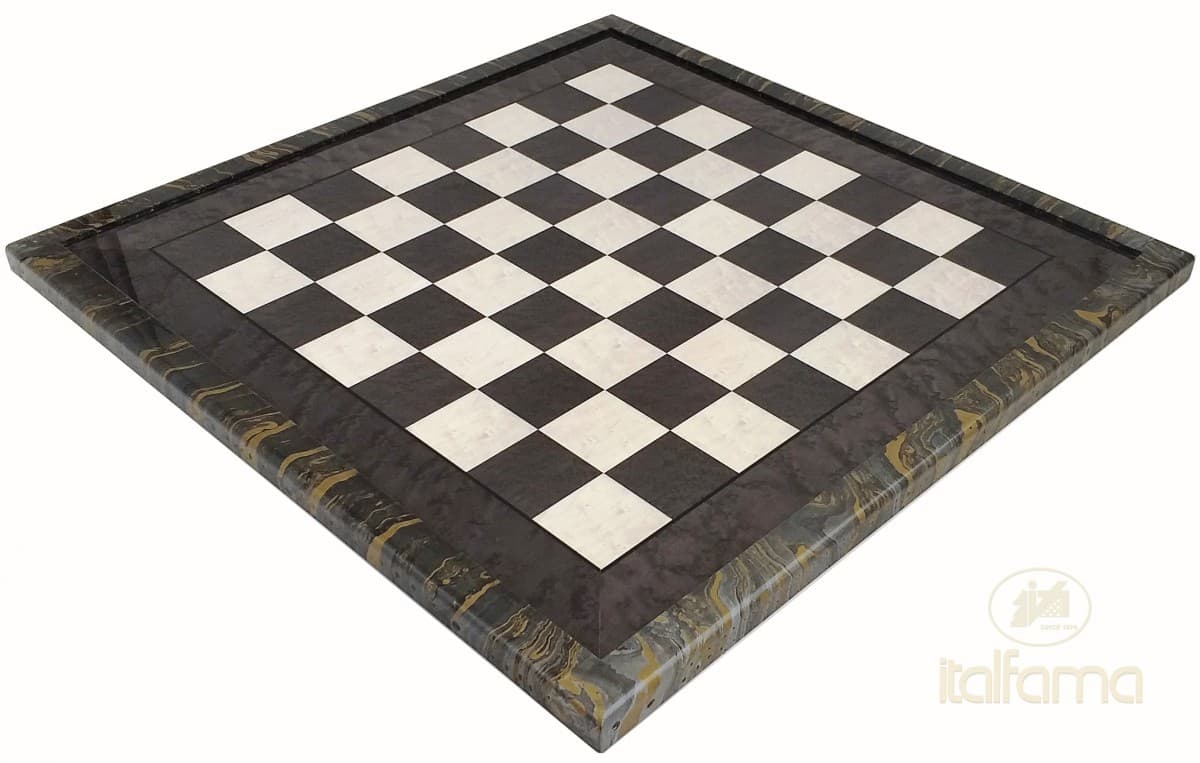 Italfama GREY ERABLE BRIAR WOOD CHESSBOARD WITH FRAME GLOSSY FINISH