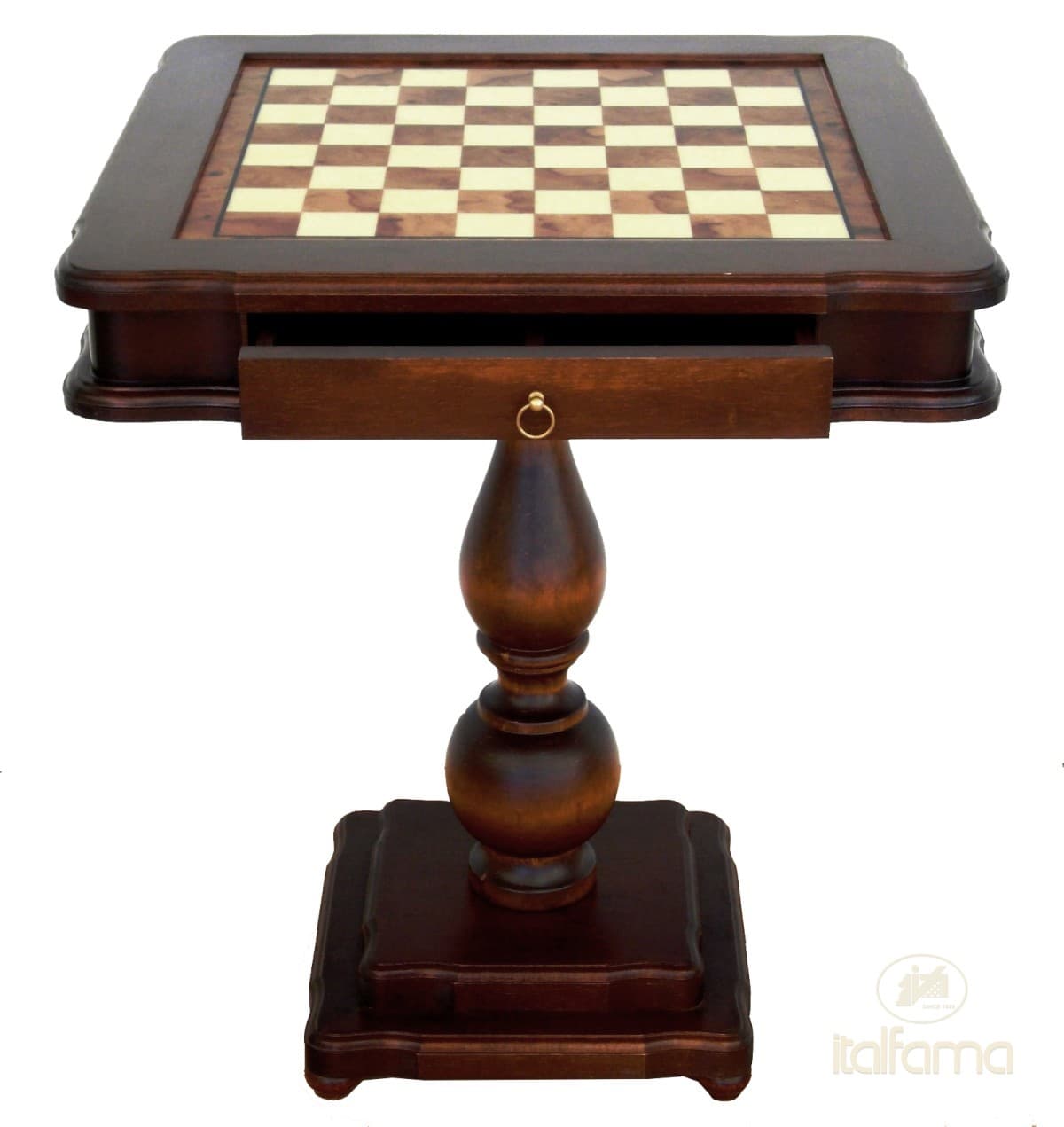 Italfama TILIA WOOD CHESSTABLE WITH ELM BRIAR WOOD TOP AND DRAWER