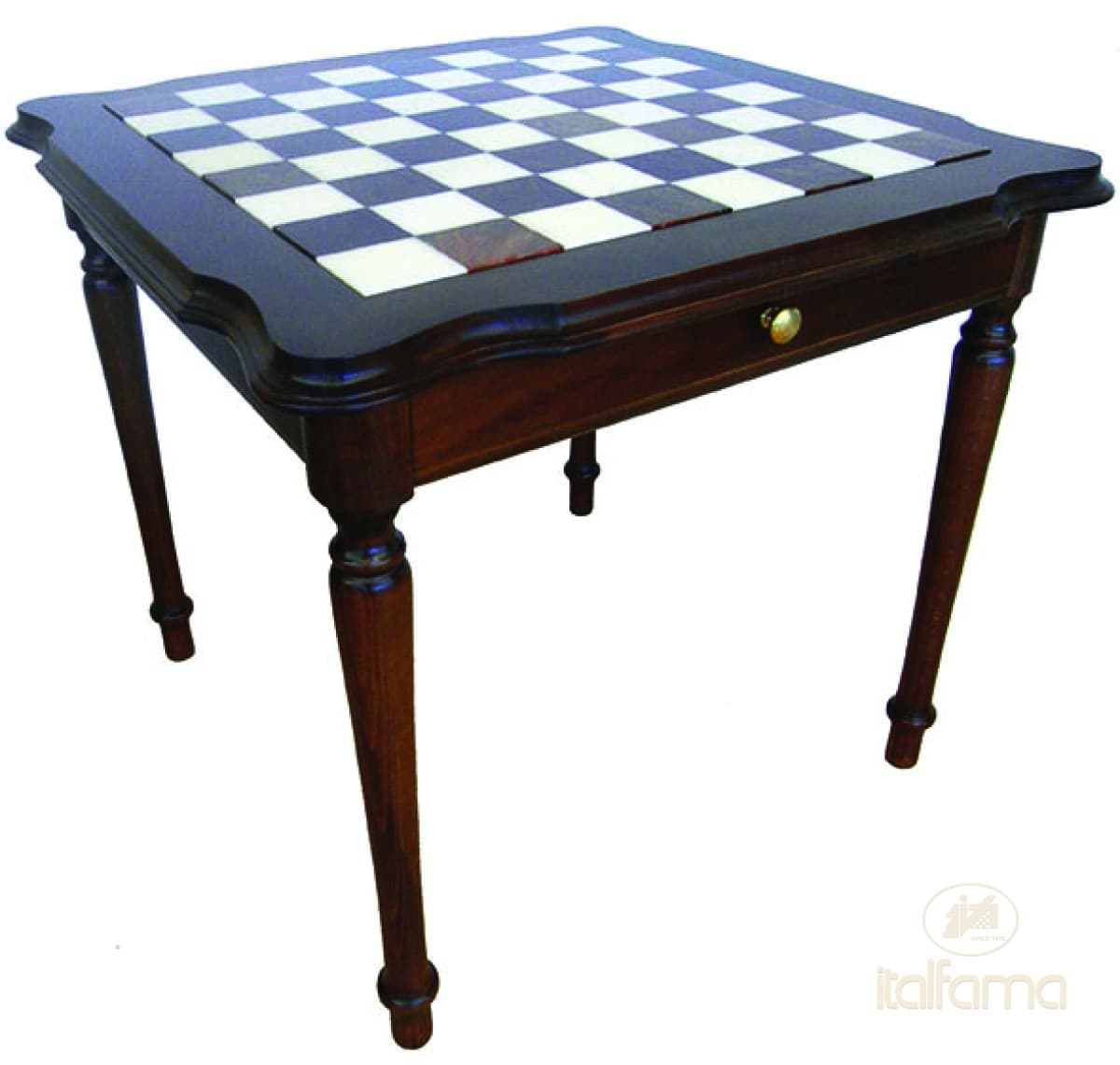 Italfama TILIA WOOD CHESSTABLE WITH MARBLE TOP AND DOUBLE DRAWER