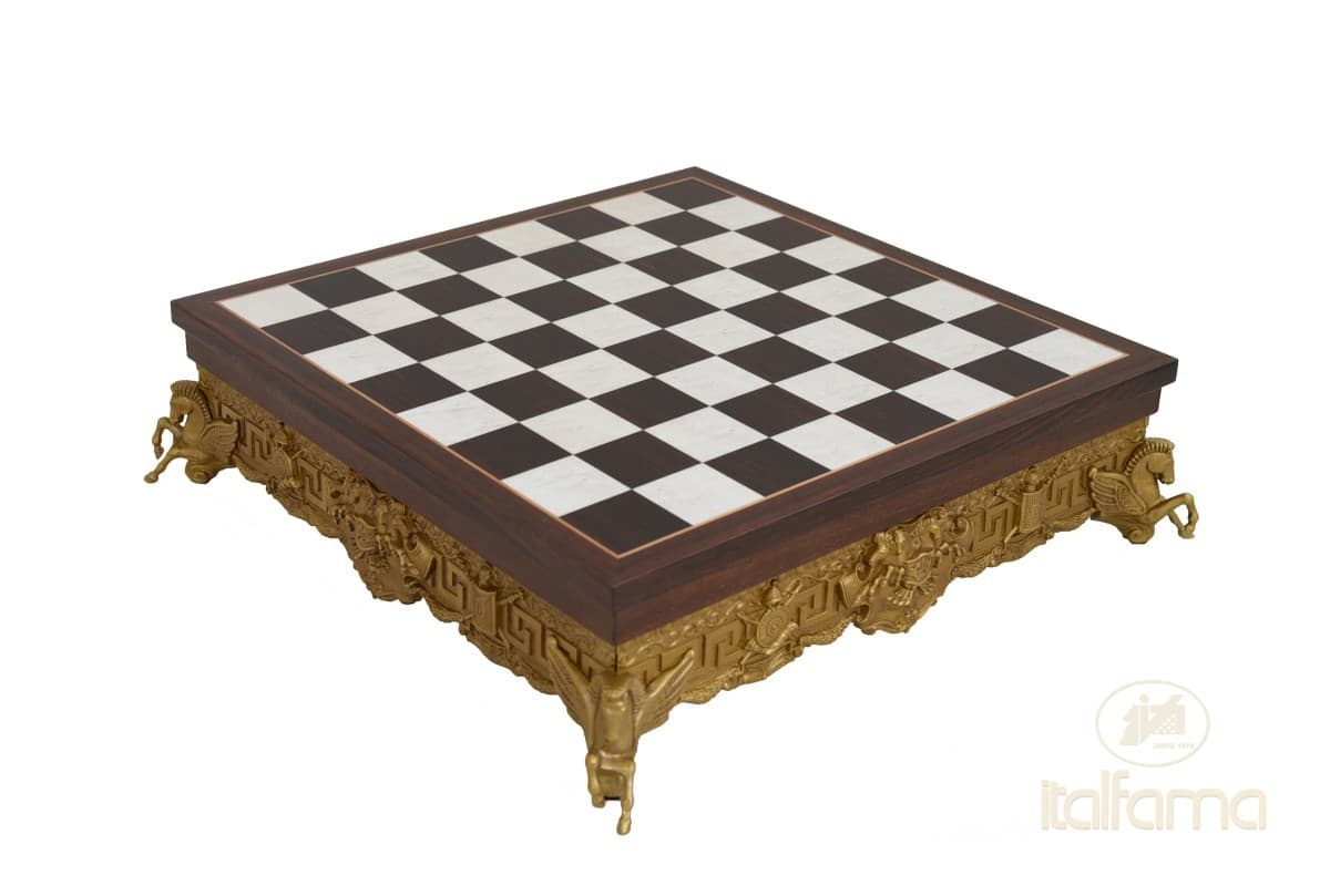 Italfama "ROMAN EMPIRE" STYLE WOODEN AND METAL CHESSBOARD BOX