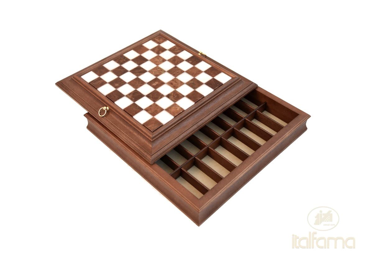 Italfama WOODEN CHESSBOARD BOX WITH MARBLE TOP