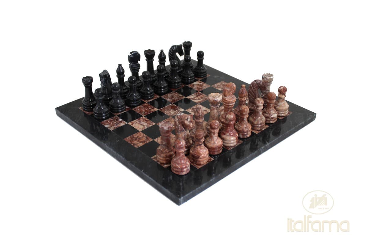 Italfama BLACK AND ANCIENT PINK MARBLE CHESS SET