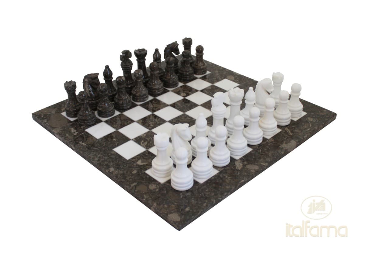 Italfama GREY AND WHITE MARBLE CHESS SET