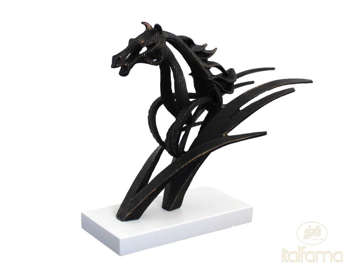Italfama STYLIZED HORSE (brassed metal zinc white marble base)
