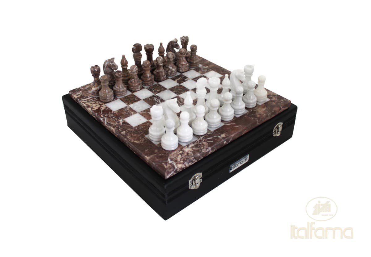 Italfama ANCIENT PINK AND WHITE MARBLE CHESS SET