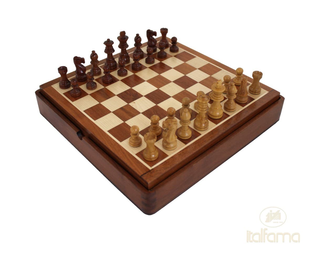 Italfama MAGNETIC WOODEN CHESS SET WITH CHESS COMPARTMENT