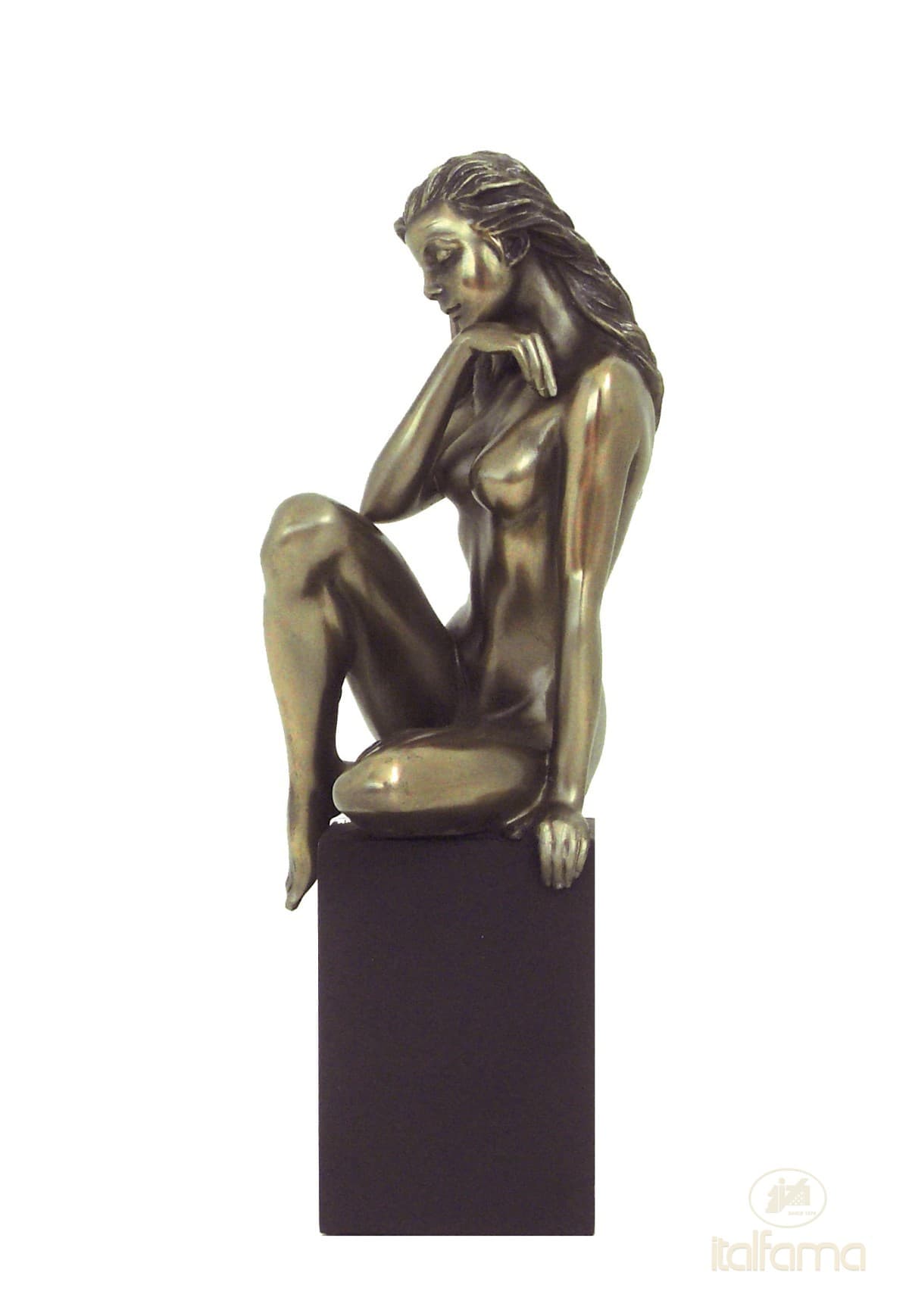 Italfama NUDE OF WOMAN THOUGHTFUL ON CUBE