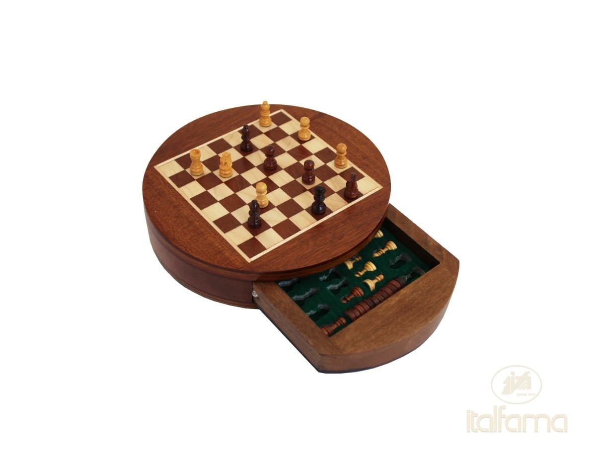 Italfama (1° size)"PREMIUM QUALITY" MAGNETIC WOODEN CHESS SET + CHECKERS SET WITH DRAWER