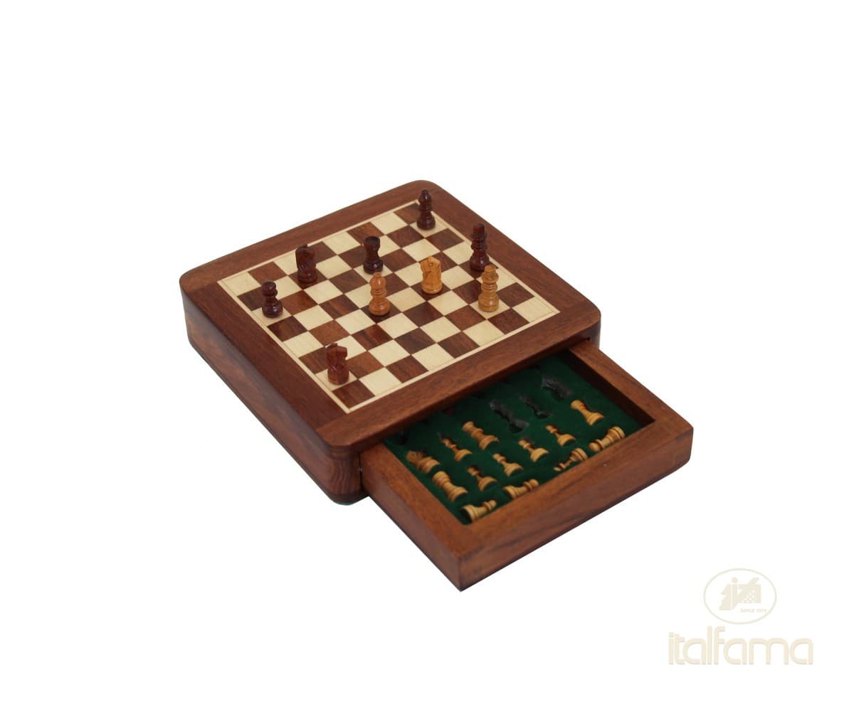 Italfama (1° size)"PREMIUM QUALITY" MAGNETIC WOODEN CHESS SET WITH DRAWER