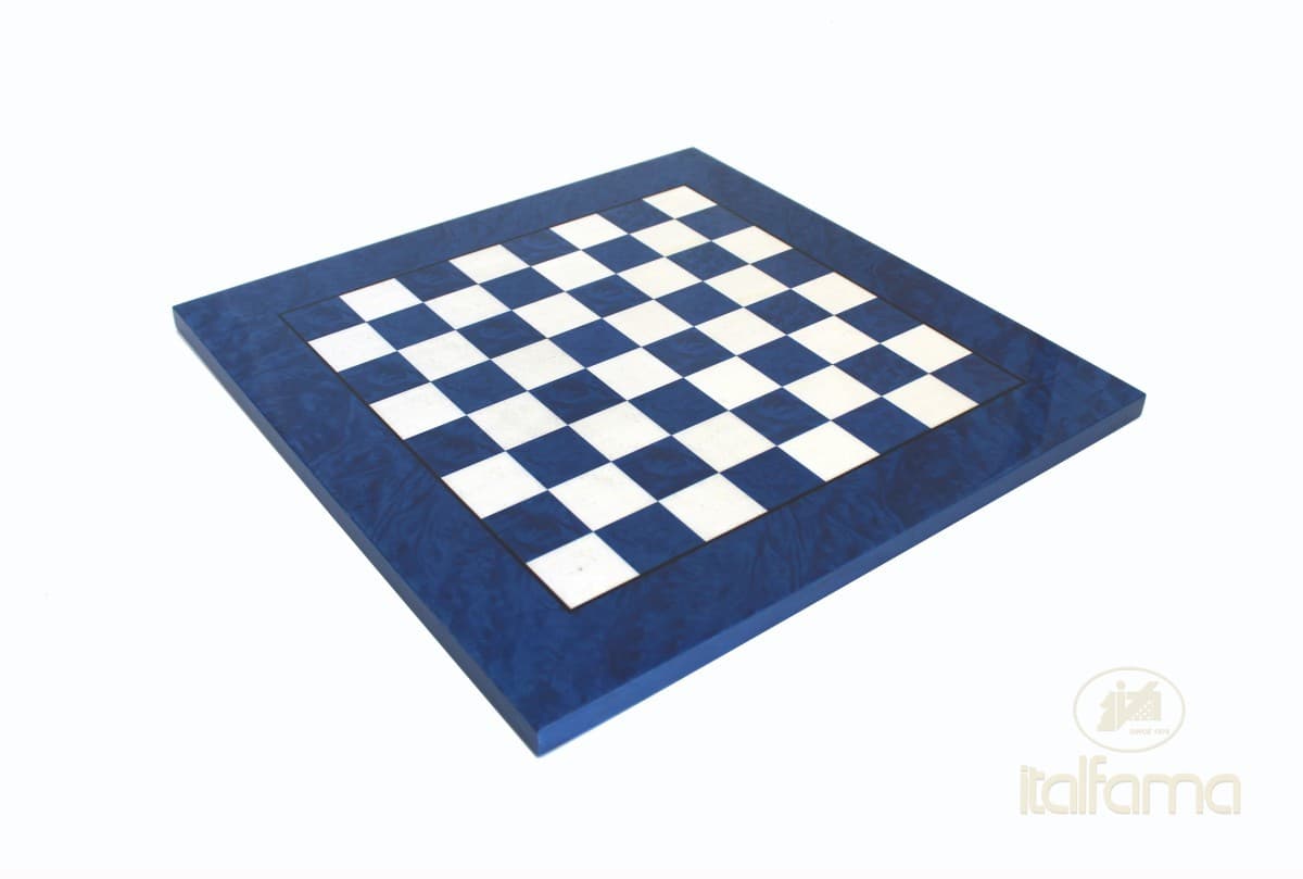 Italfama BLUE/WHITE MADRONA BRIAR WOOD CHESSBOARD