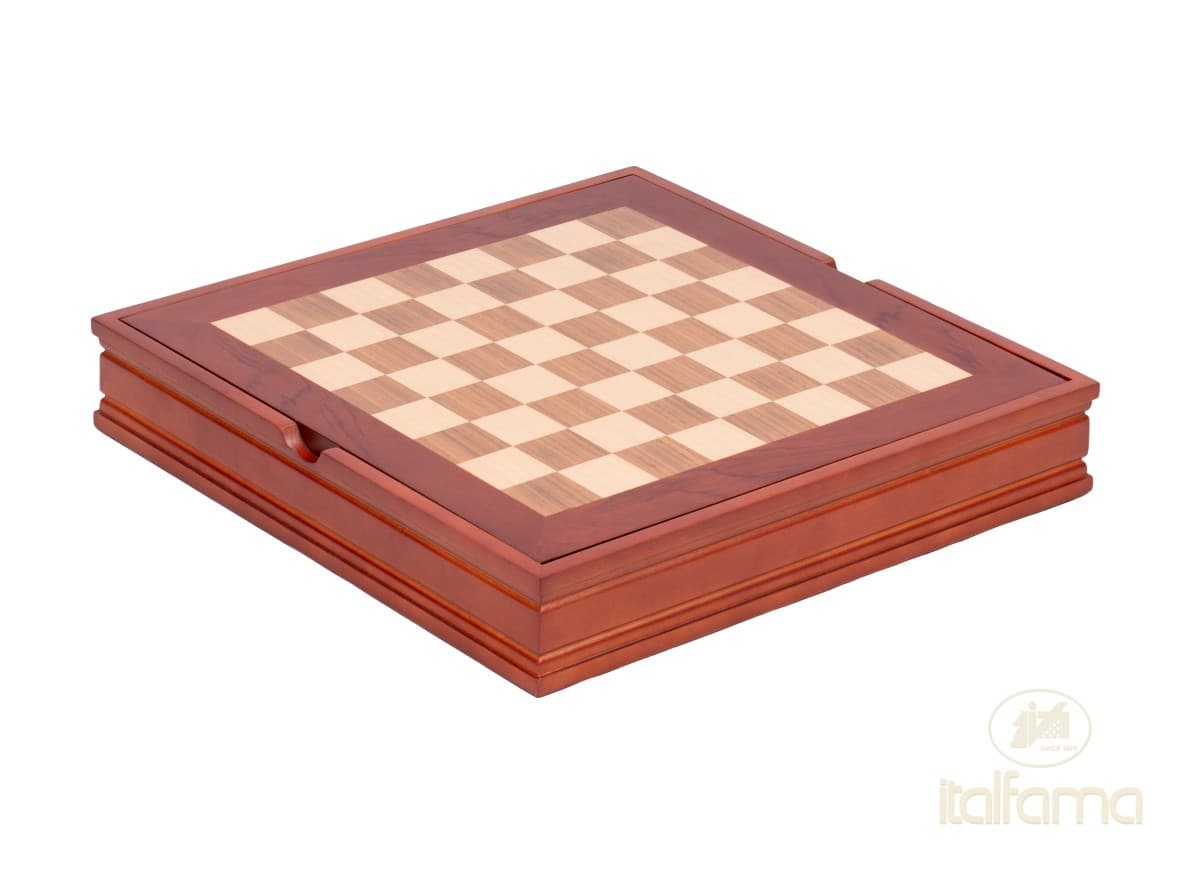 Italfama WALNUT AND MAPLE WOODEN CHESSBOARD BOX