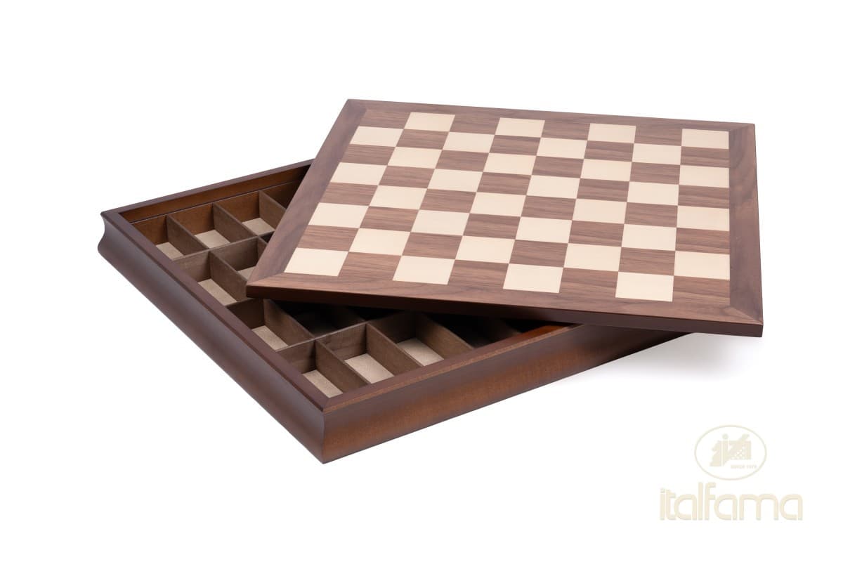 Italfama WALNUT AND MAPLE WOODEN CHESSBOARD BOX