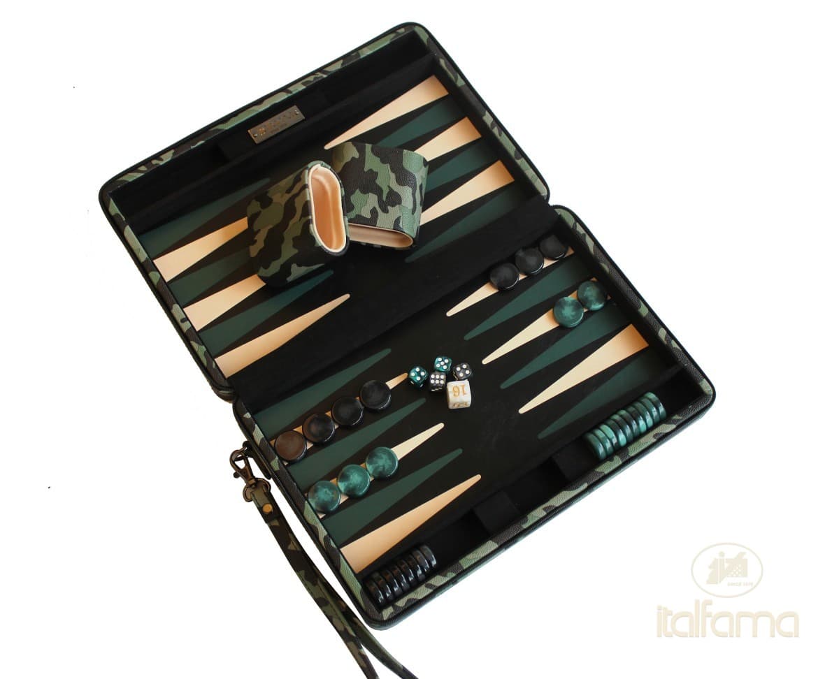 Italfama FOLDING LEATHERETTE BACKGAMMON SET