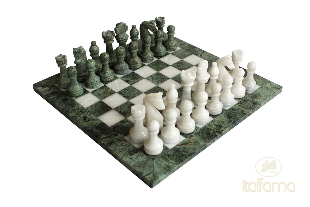 Italfama GREEN AND WHITE MARBLE CHESS SET