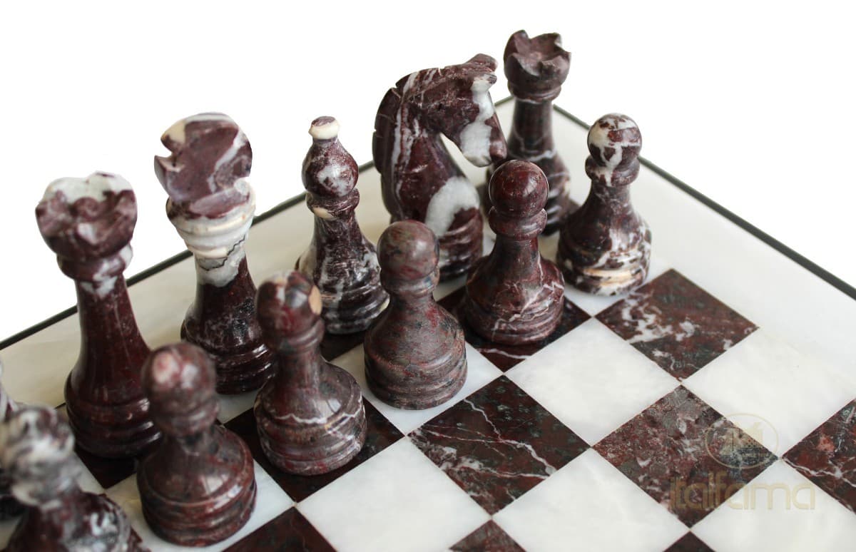 Italfama WHITE AND RED MARBLE CHESS SET