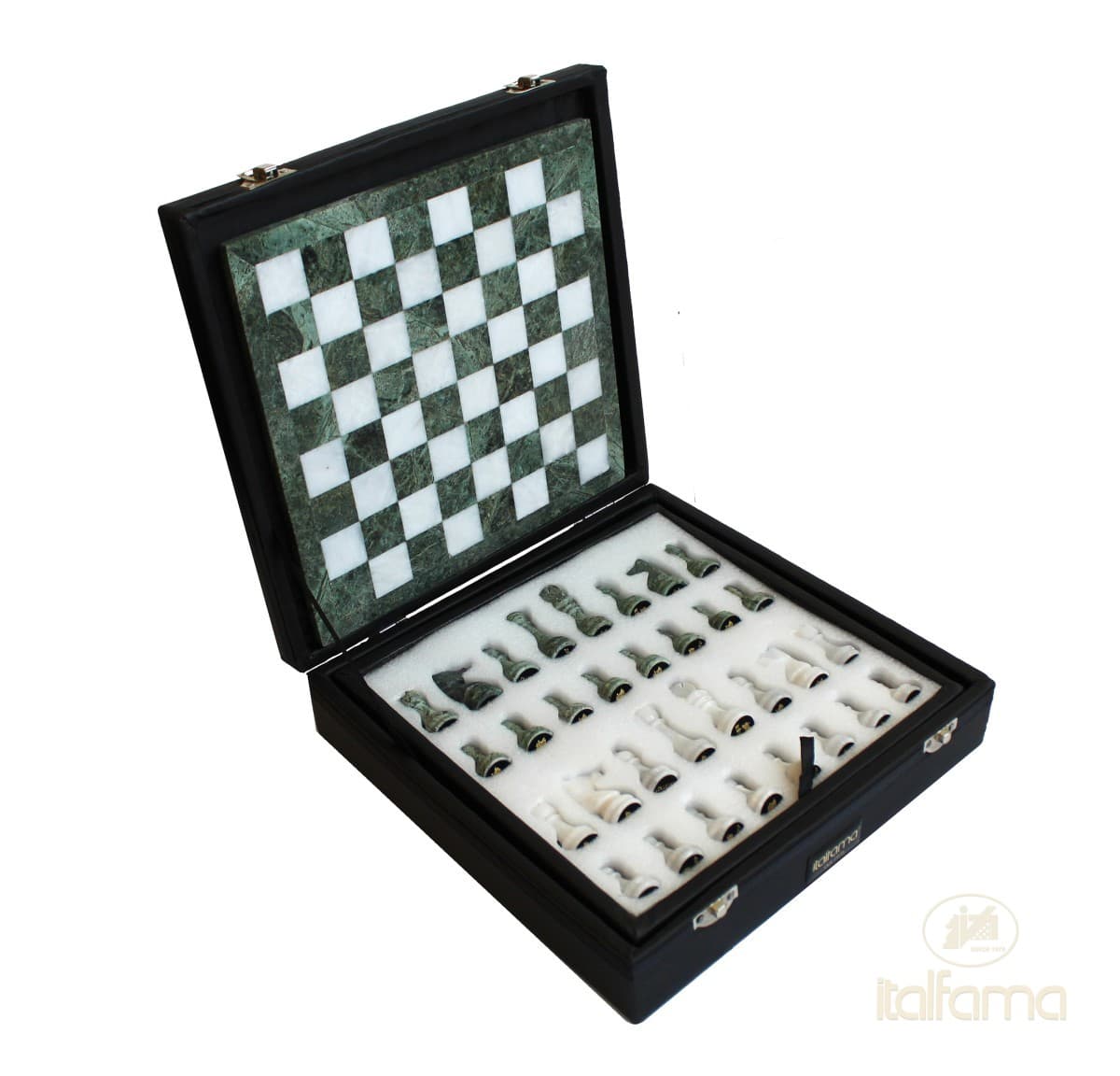Italfama GREEN AND WHITE MARBLE CHESS SET