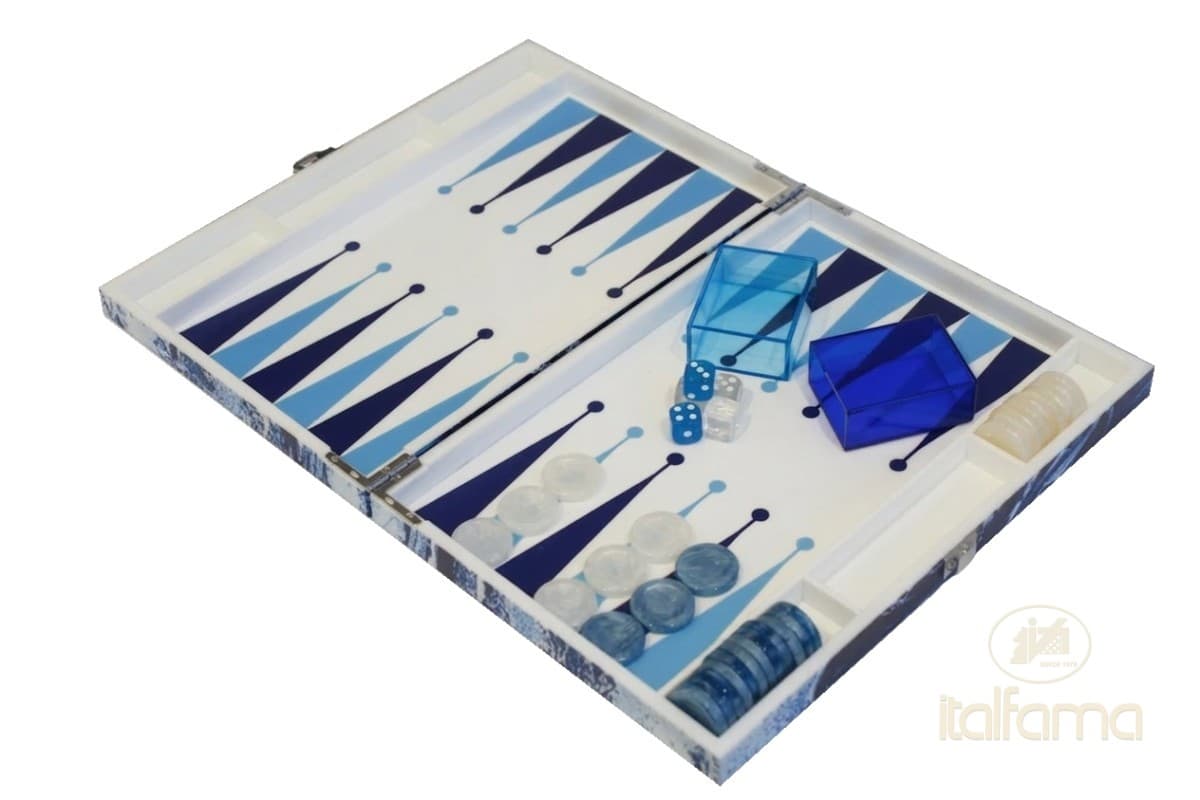 Italfama FOLDING PLEXIGLASS BLU WAVE BACKGAMMON SET