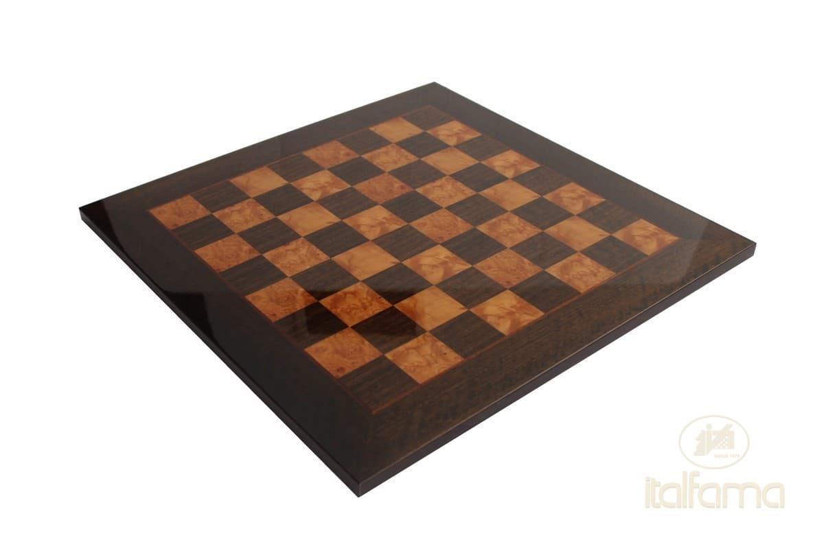 Italfama ERABLE BRIAR WOOD CHESS BOARD (LIGHT BROWN/DARK BROWN),GLOSSY FINISH