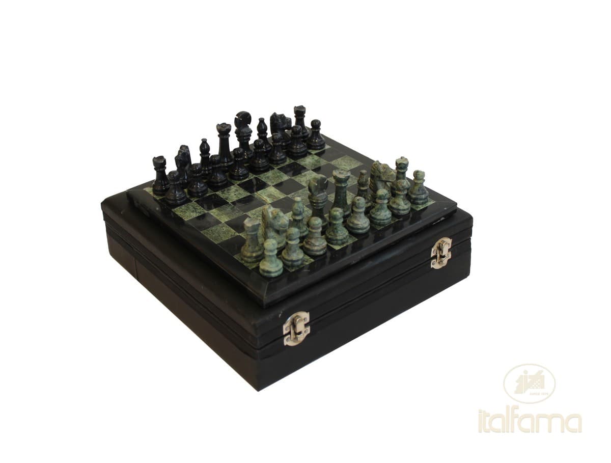 Italfama GREEN AND BLACK MARBLE CHESS SET