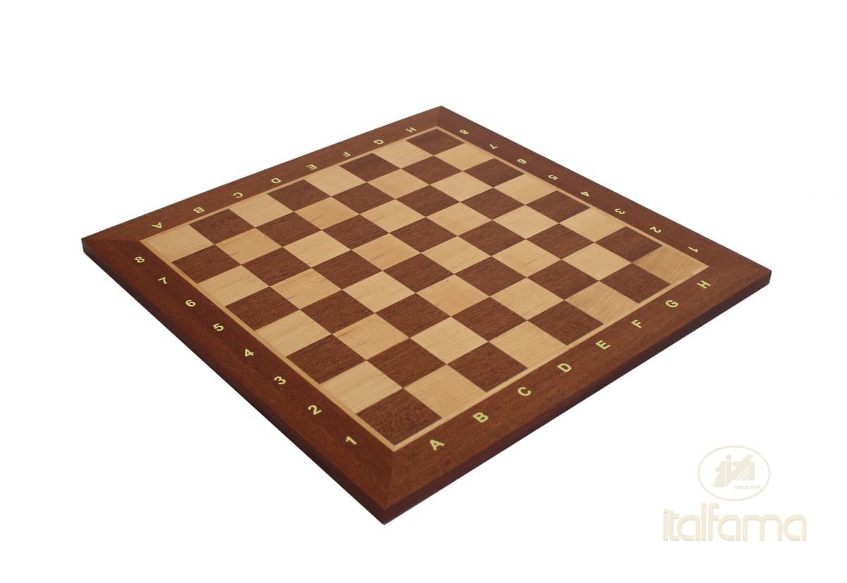 Italfama MOGANY AND MAPLE WOODEN CHESSBOARD WITH LETTERS AND NUMBERS