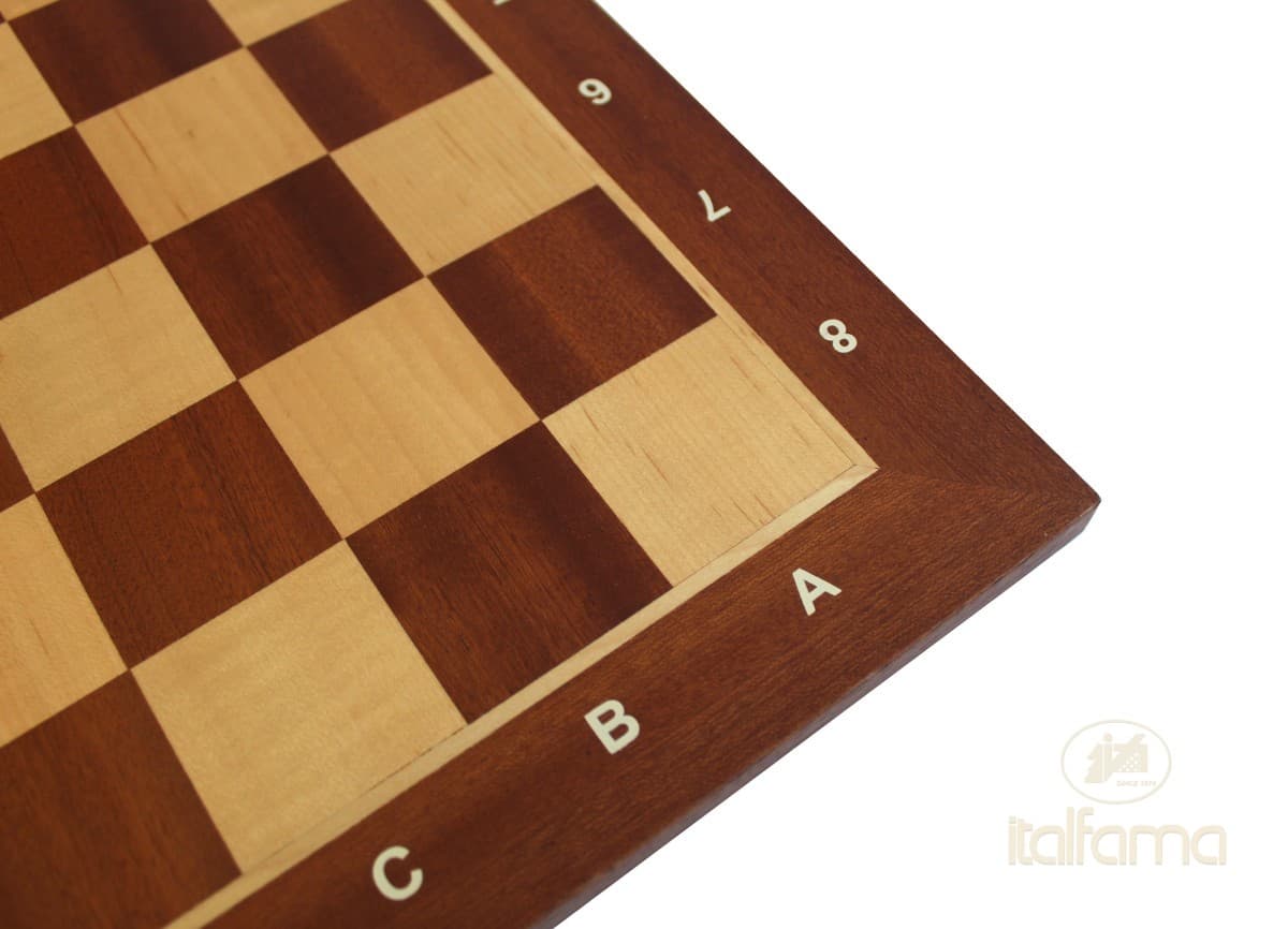 Italfama MOGANY AND MAPLE WOODEN CHESSBOARD WITH LETTERS AND NUMBERS