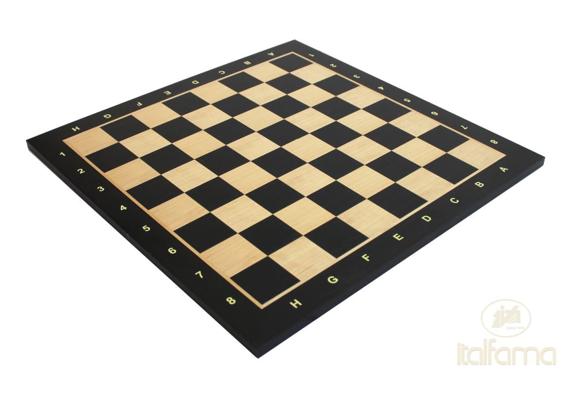 Italfama EBONY AND MAPLE WOODEN CHESSBOARD WITH LETTERS AND NUMBERS