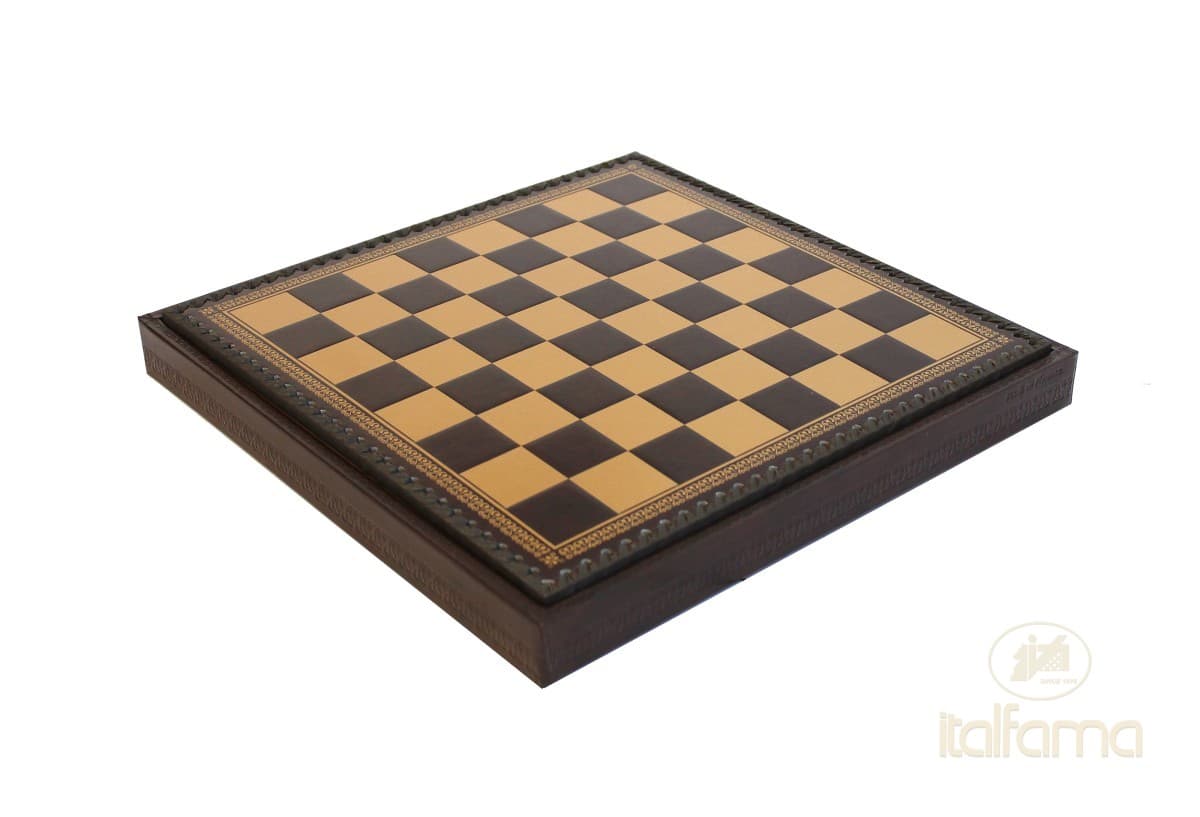 Italfama LEATHERETTE CHESSBOARD GOLD/BROWN WITH CHESS COMPARTMENTS, BACKGAMMON AND CHECKERS SET