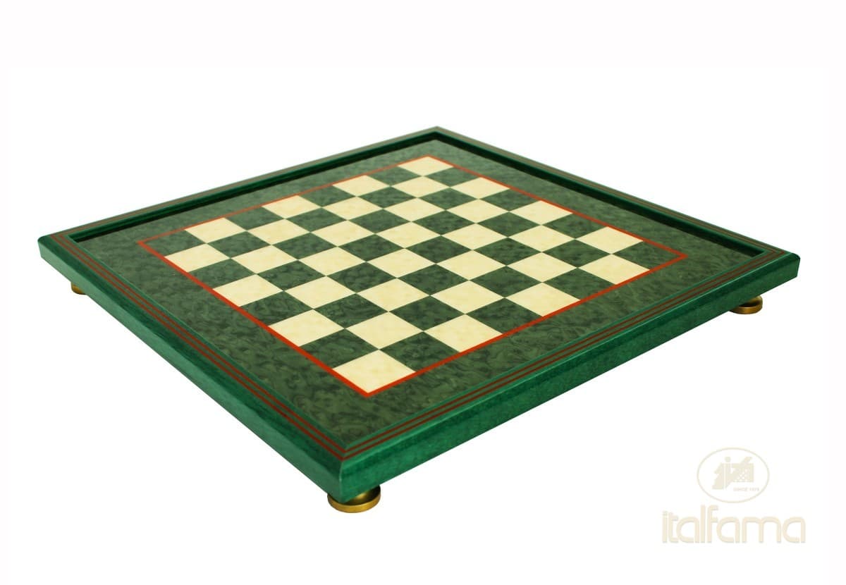 Italfama ERABLE BRIAR WOOD CHESS BOARD (GREEN/WHITE)WITH FRAME,GLOSSY FINISH