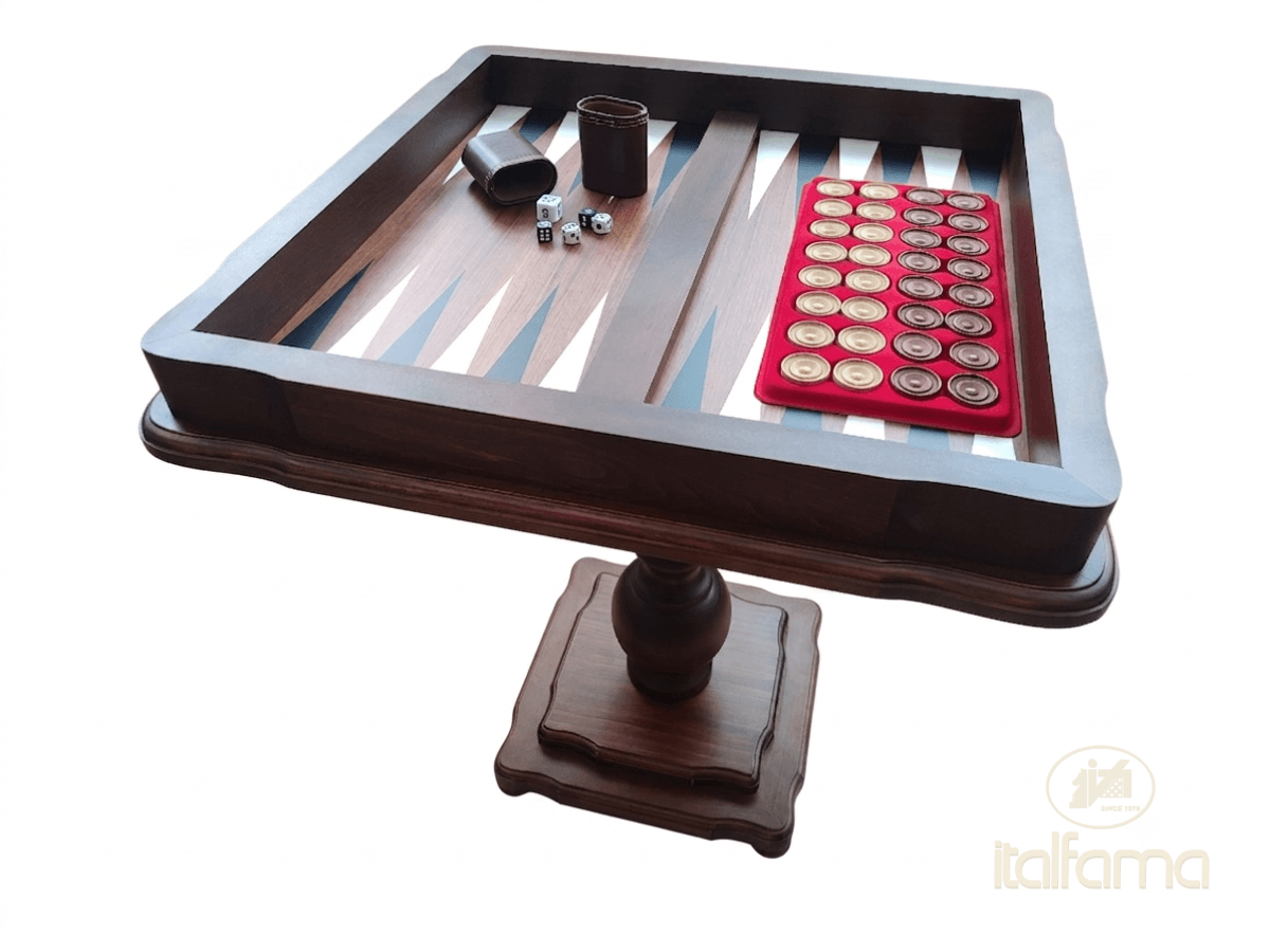 Italfama TILIA WOOD CHESSTABLE WITH ELM BRIAR WOOD TOP AND BACKGAMMON INSIDE