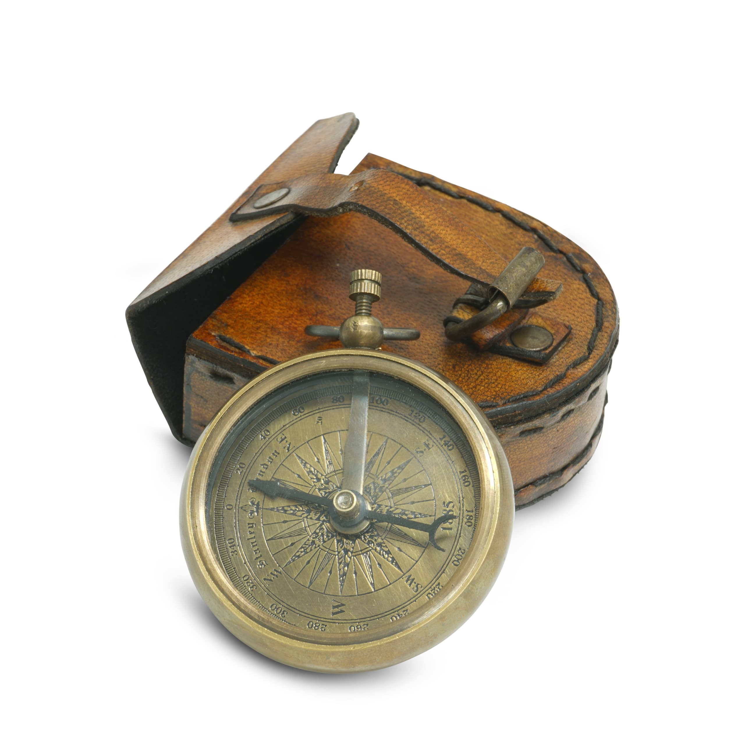 Authentic Models Compass in Leather Case