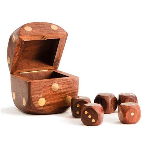 Authentic Models Dice Box With 5 Dice, Brass