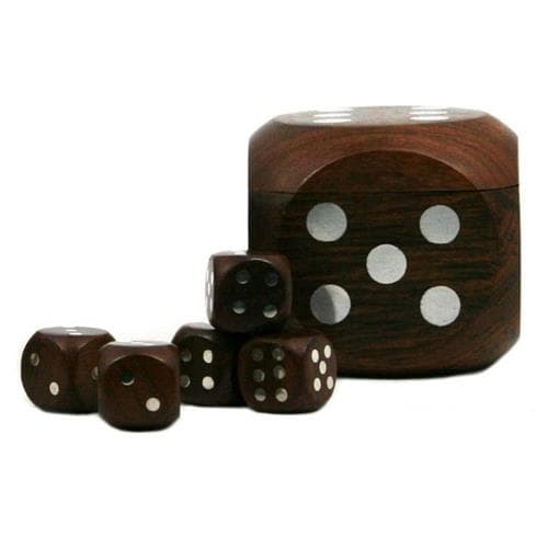 Authentic Models Dice Box With 5 Dices, Silver